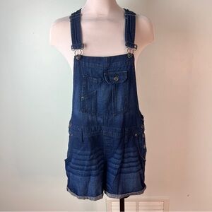 l.e.i Denim Short Overalls Blue Jean Romper | Women’s Large | 90’s Style